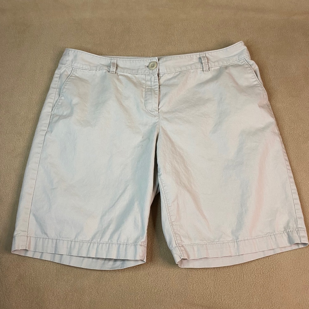 Ann Taylor LOFT Chino Shorts Womens Sz 12 Khaki Beige Cotton Original Fit Summer